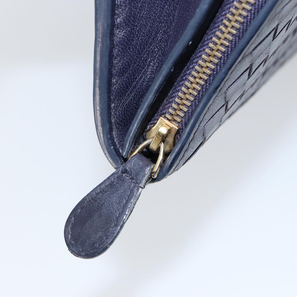 BOTTEGAVENETA INTRECCIATO Long Wallet Leather Navy Auth ki6102