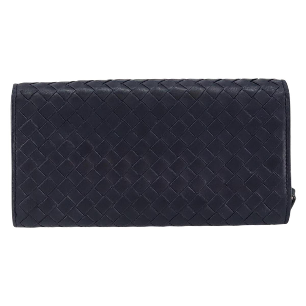 BOTTEGAVENETA INTRECCIATO Long Wallet Leather Navy Auth ki6102