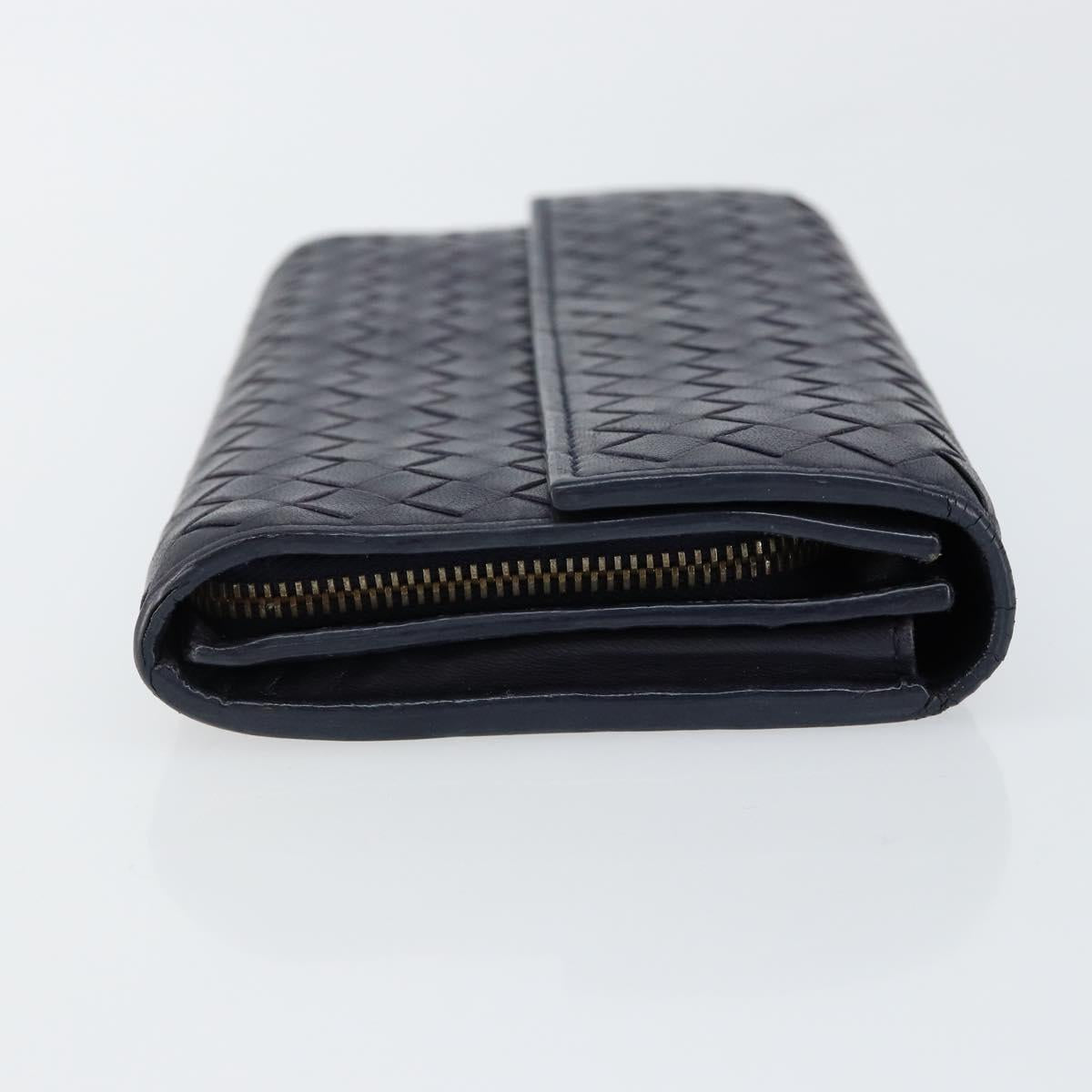 BOTTEGAVENETA INTRECCIATO Long Wallet Leather Navy Auth ki6102