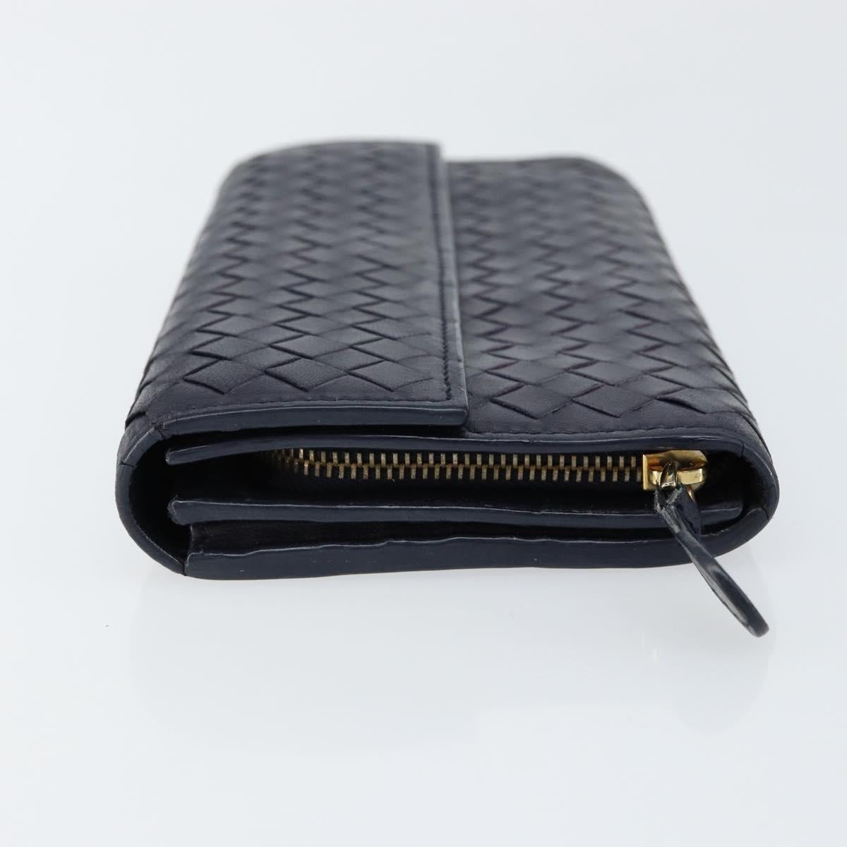 BOTTEGAVENETA INTRECCIATO Long Wallet Leather Navy Auth ki6102