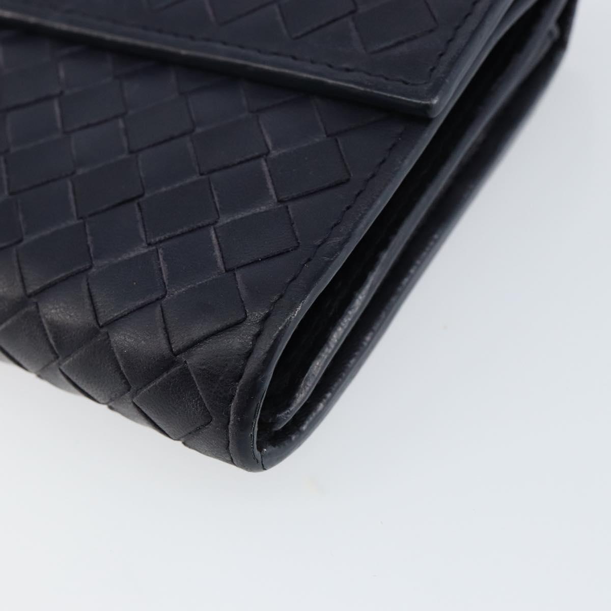 BOTTEGAVENETA INTRECCIATO Long Wallet Leather Navy Auth ki6102