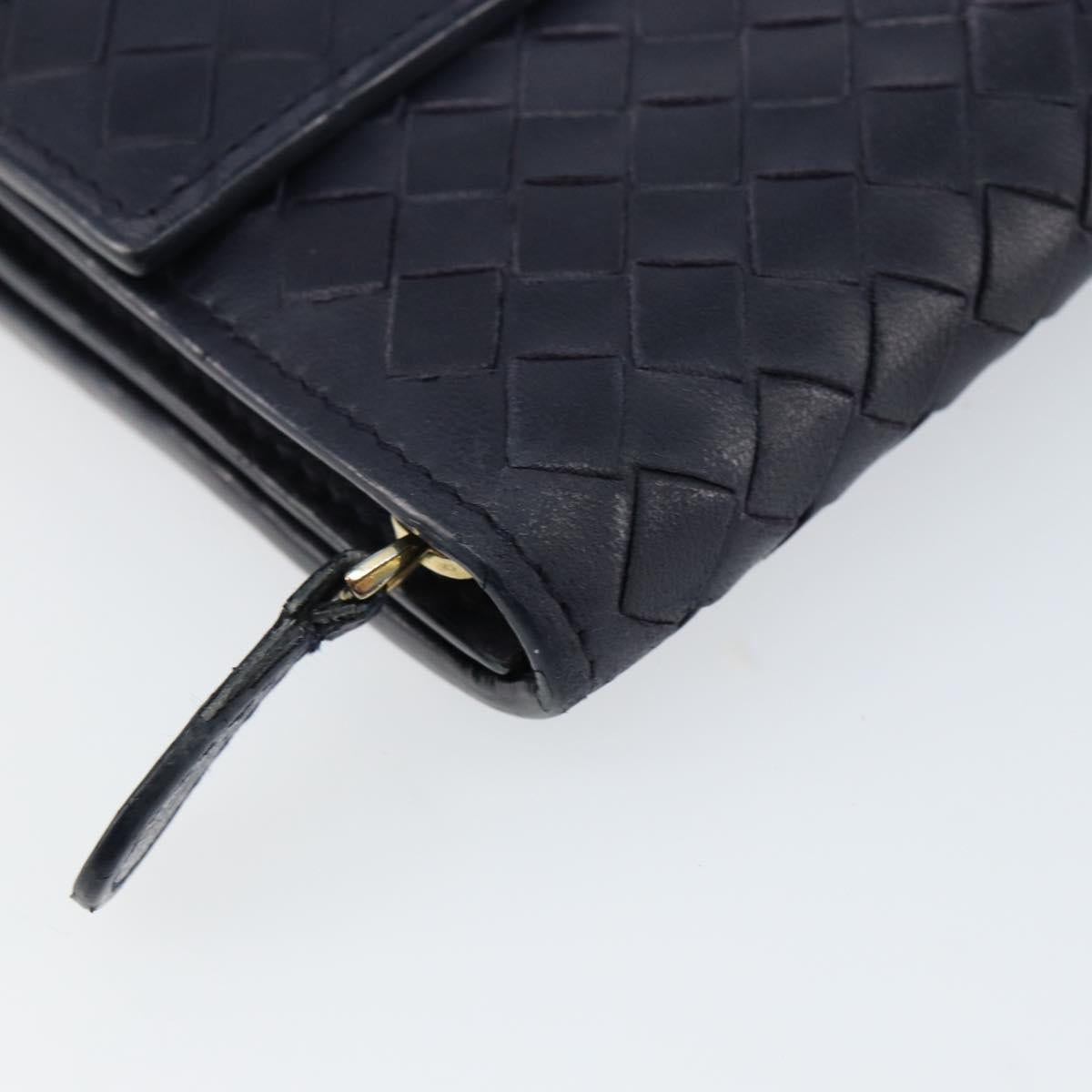 BOTTEGAVENETA INTRECCIATO Long Wallet Leather Navy Auth ki6102
