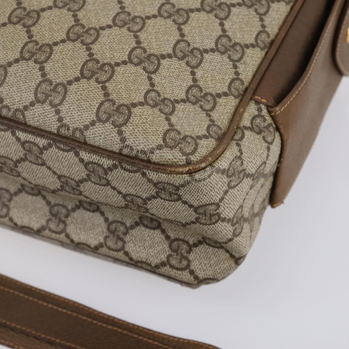 GUCCI GG Supreme Shoulder Bag PVC Leather 2way Beige Auth ki6104