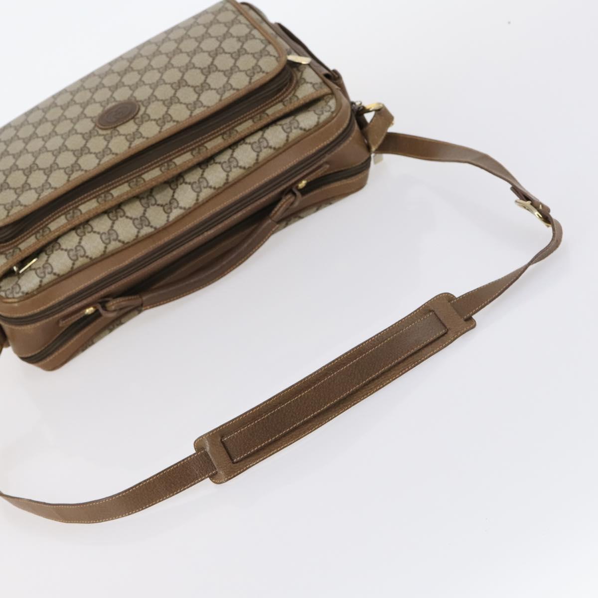 GUCCI GG Supreme Shoulder Bag PVC Leather 2way Beige Auth ki6104