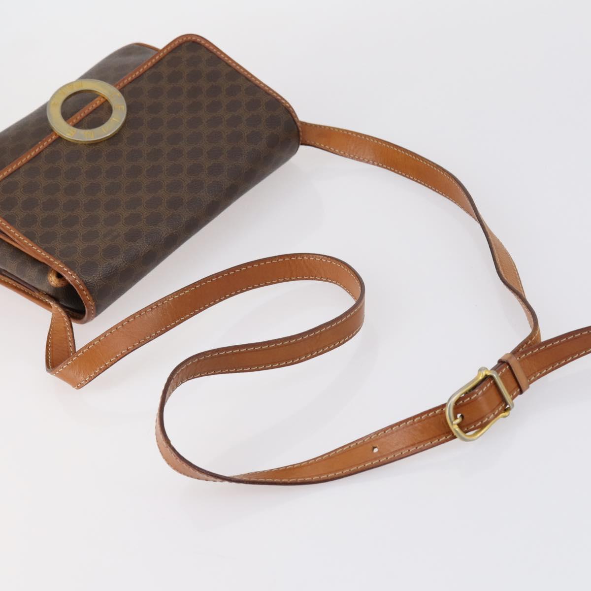 CELINE Macadam Canvas Shoulder Bag PVC 5 Set Brown Auth ki6106