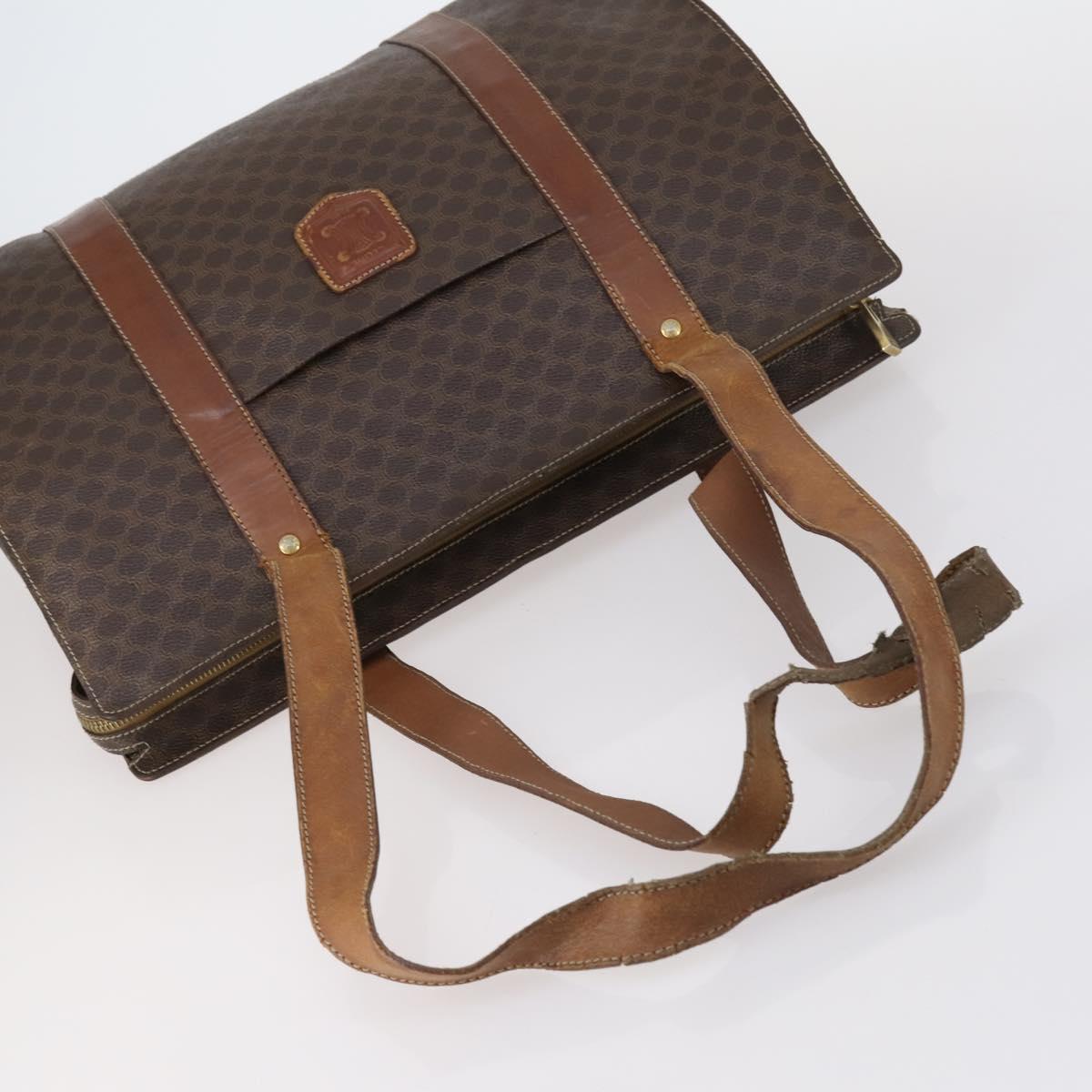 CELINE Macadam Canvas Shoulder Bag PVC 5 Set Brown Auth ki6106