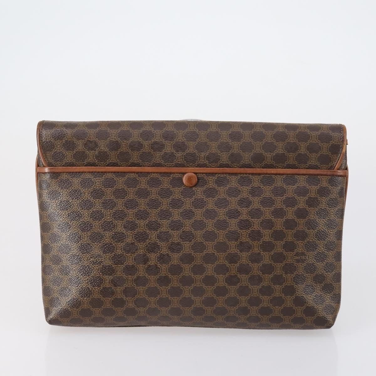 CELINE Macadam Canvas Shoulder Bag PVC 5 Set Brown Auth ki6106