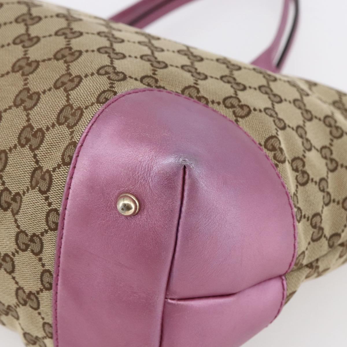GUCCI GG Canvas Bamboo heart Tote Bag Beige Pink Auth ki6107