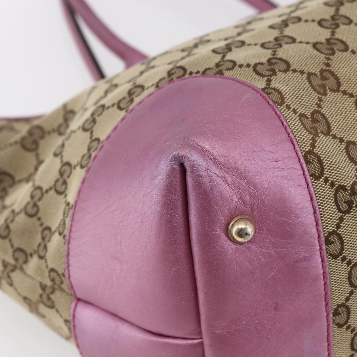 GUCCI GG Canvas Bamboo heart Tote Bag Beige Pink Auth ki6107