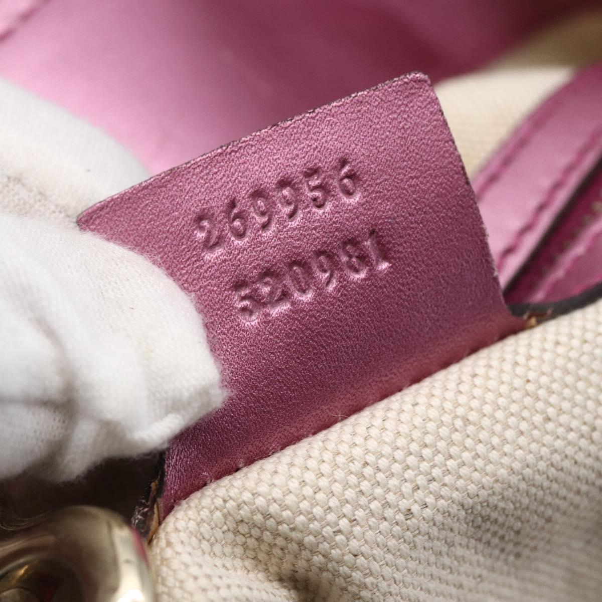 GUCCI GG Canvas Bamboo heart Tote Bag Beige Pink Auth ki6107
