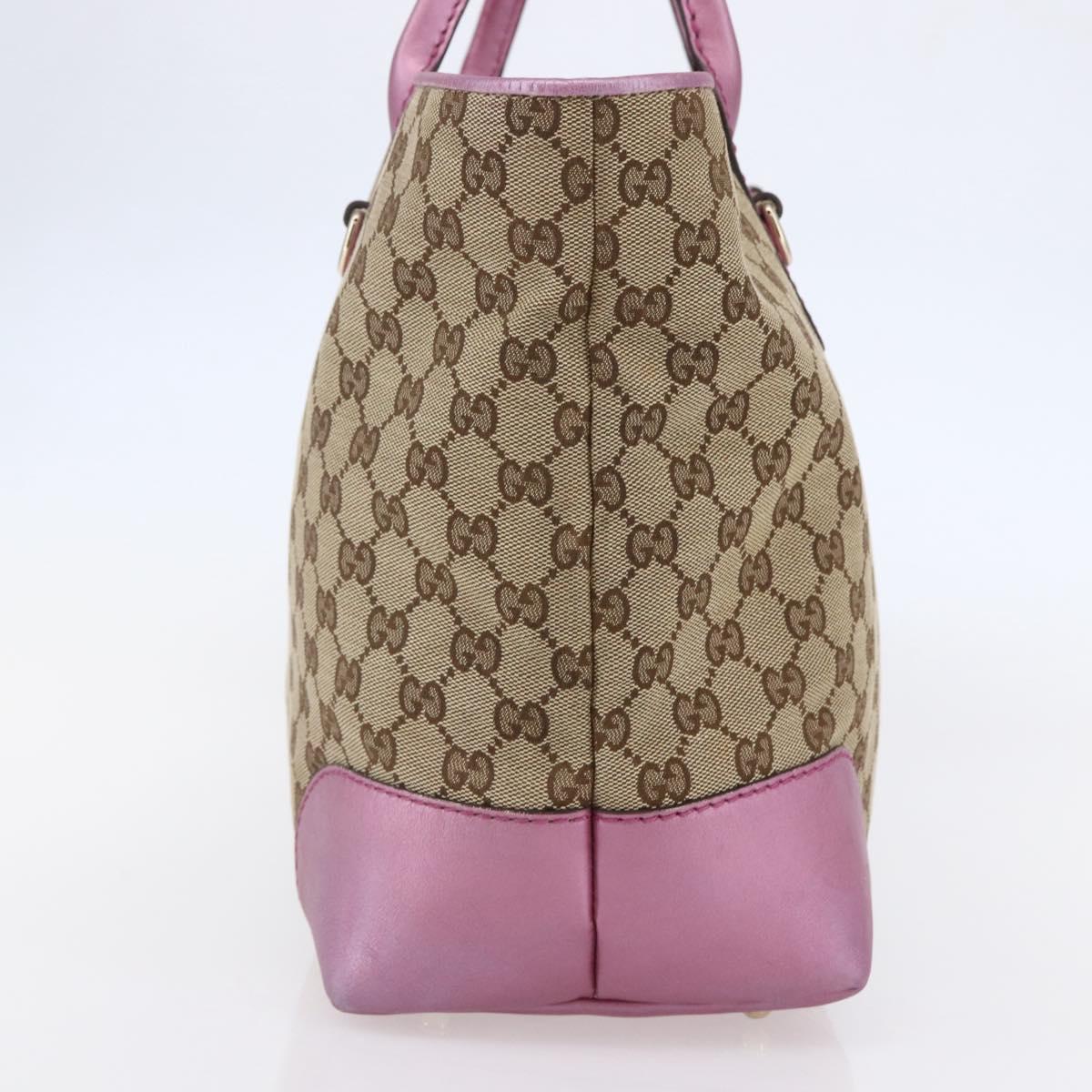GUCCI GG Canvas Bamboo heart Tote Bag Beige Pink Auth ki6107