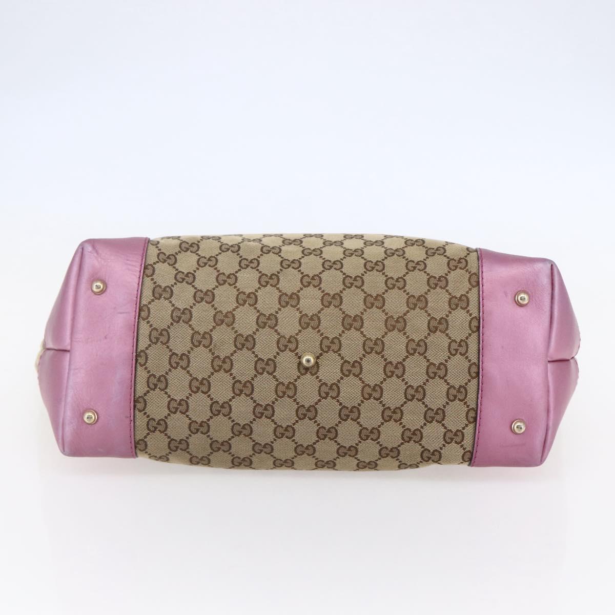 GUCCI GG Canvas Bamboo heart Tote Bag Beige Pink Auth ki6107