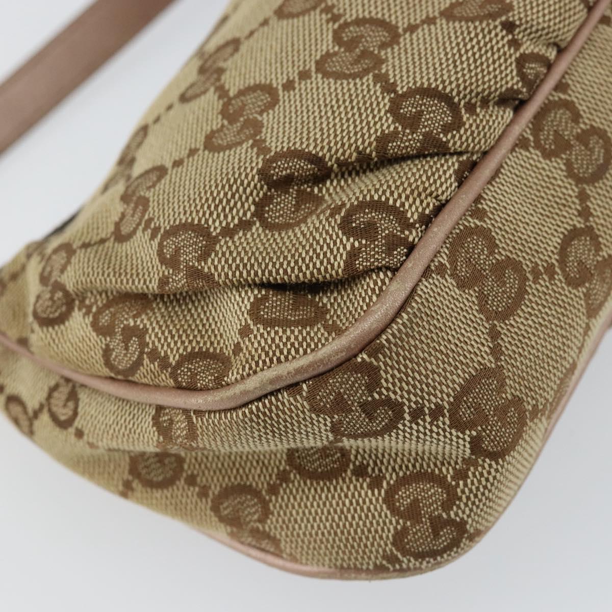 GUCCI GG Canvas Lovely heart Accessory Pouch Beige Pink Auth ki6108