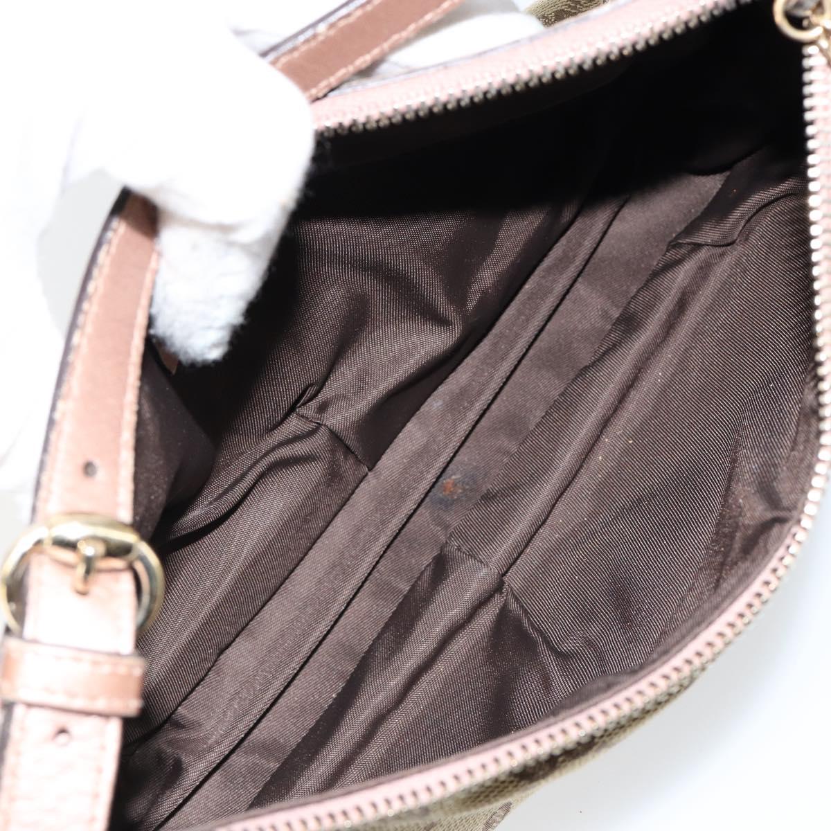 GUCCI GG Canvas Lovely heart Accessory Pouch Beige Pink Auth ki6108
