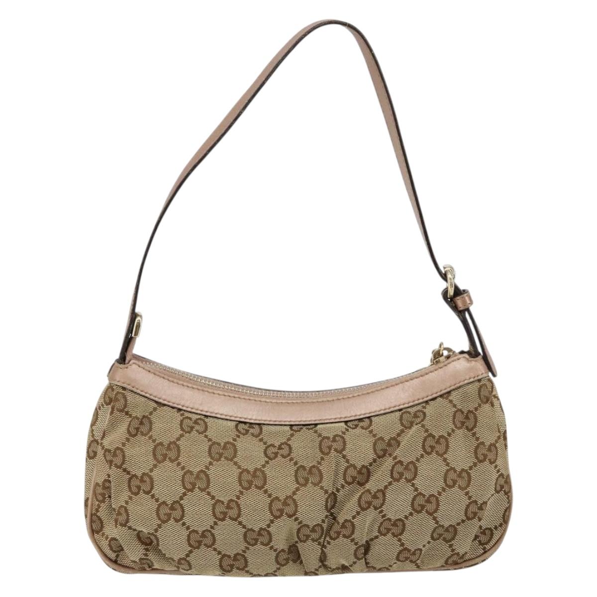 GUCCI GG Canvas Lovely heart Accessory Pouch Beige Pink Auth ki6108