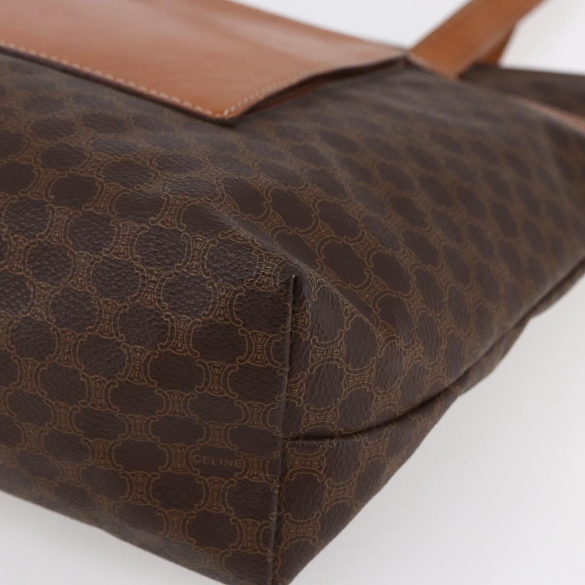 CELINE Macadam Canvas Tote Bag PVC Leather Brown Auth ki6109