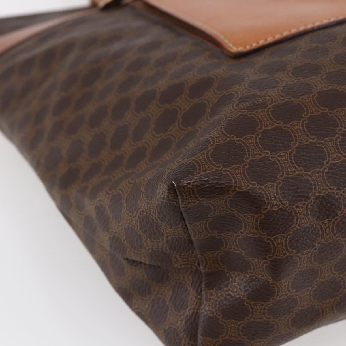 CELINE Macadam Canvas Tote Bag PVC Leather Brown Auth ki6109