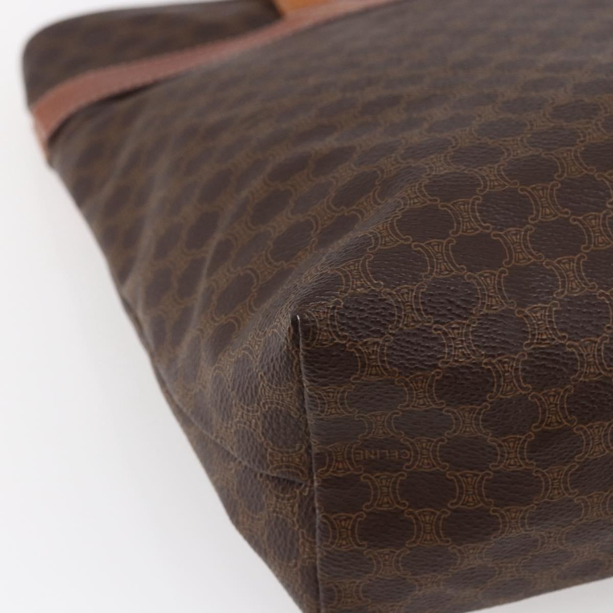 CELINE Macadam Canvas Tote Bag PVC Leather Brown Auth ki6109