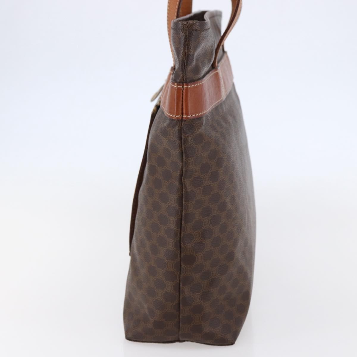 CELINE Macadam Canvas Tote Bag PVC Leather Brown Auth ki6109