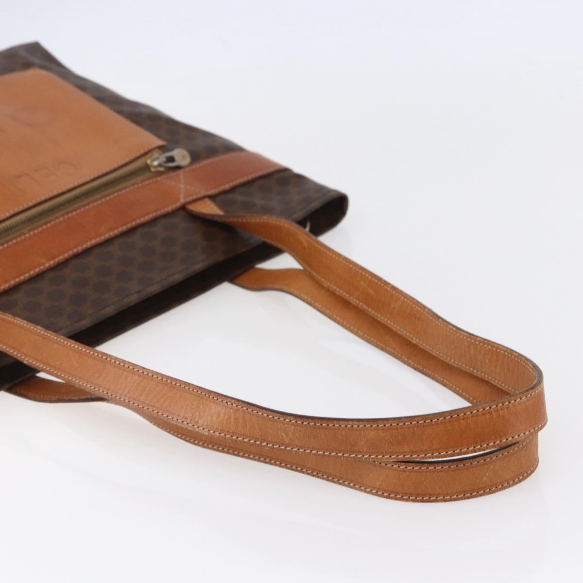 CELINE Macadam Canvas Tote Bag PVC Leather Brown Auth ki6109