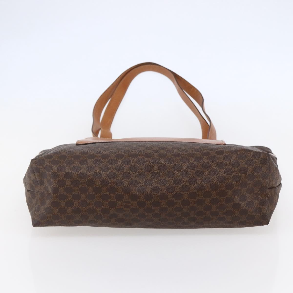 CELINE Macadam Canvas Tote Bag PVC Leather Brown Auth ki6109