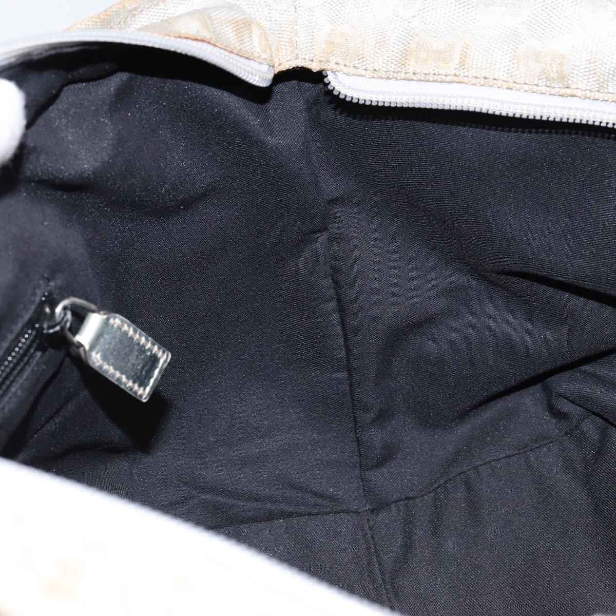 GUCCI GG Canvas Sherry Line Tote Bag Silver Blue khaki Auth ki6110