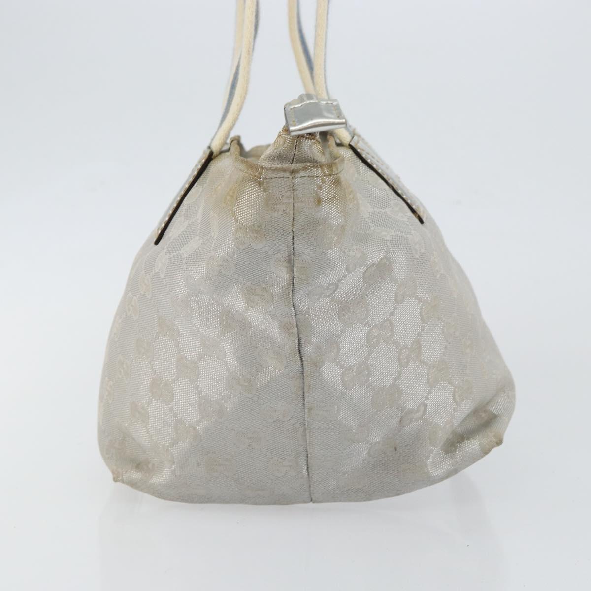 GUCCI GG Canvas Sherry Line Tote Bag Silver Blue khaki Auth ki6110