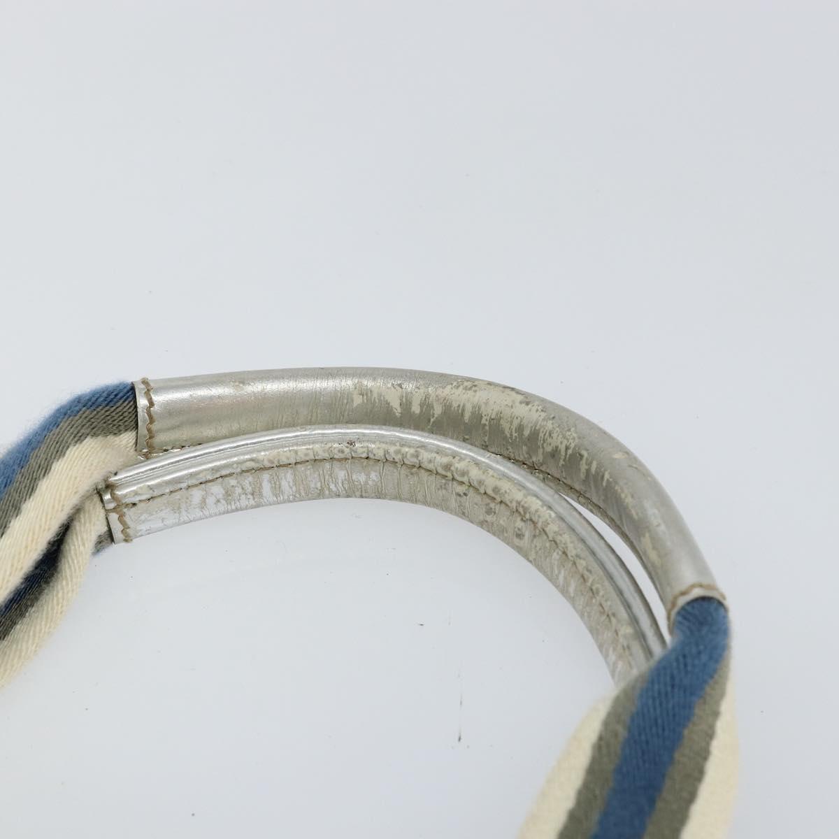 GUCCI GG Canvas Sherry Line Tote Bag Silver Blue khaki Auth ki6110