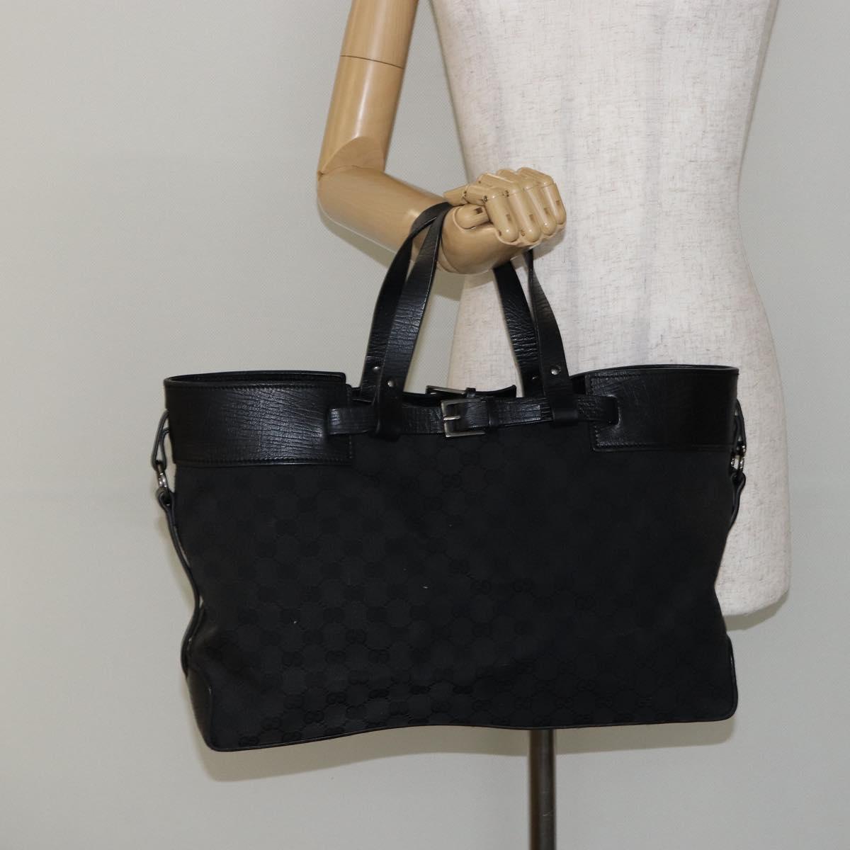 GUCCI GG Canvas Tote Bag Black Auth ki6111