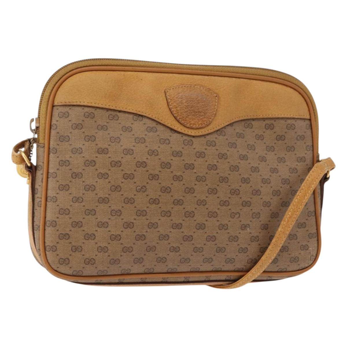 GUCCI Micro GG Supreme Shoulder Bag PVC Beige Gold 007 123 0428 Auth ki6116