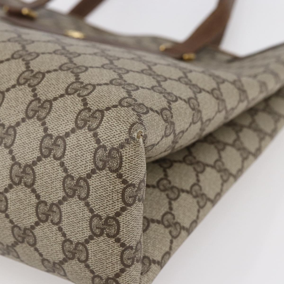 GUCCI GG Supreme Tote Bag PVC Beige Gold 39 02 061 Auth ki6118
