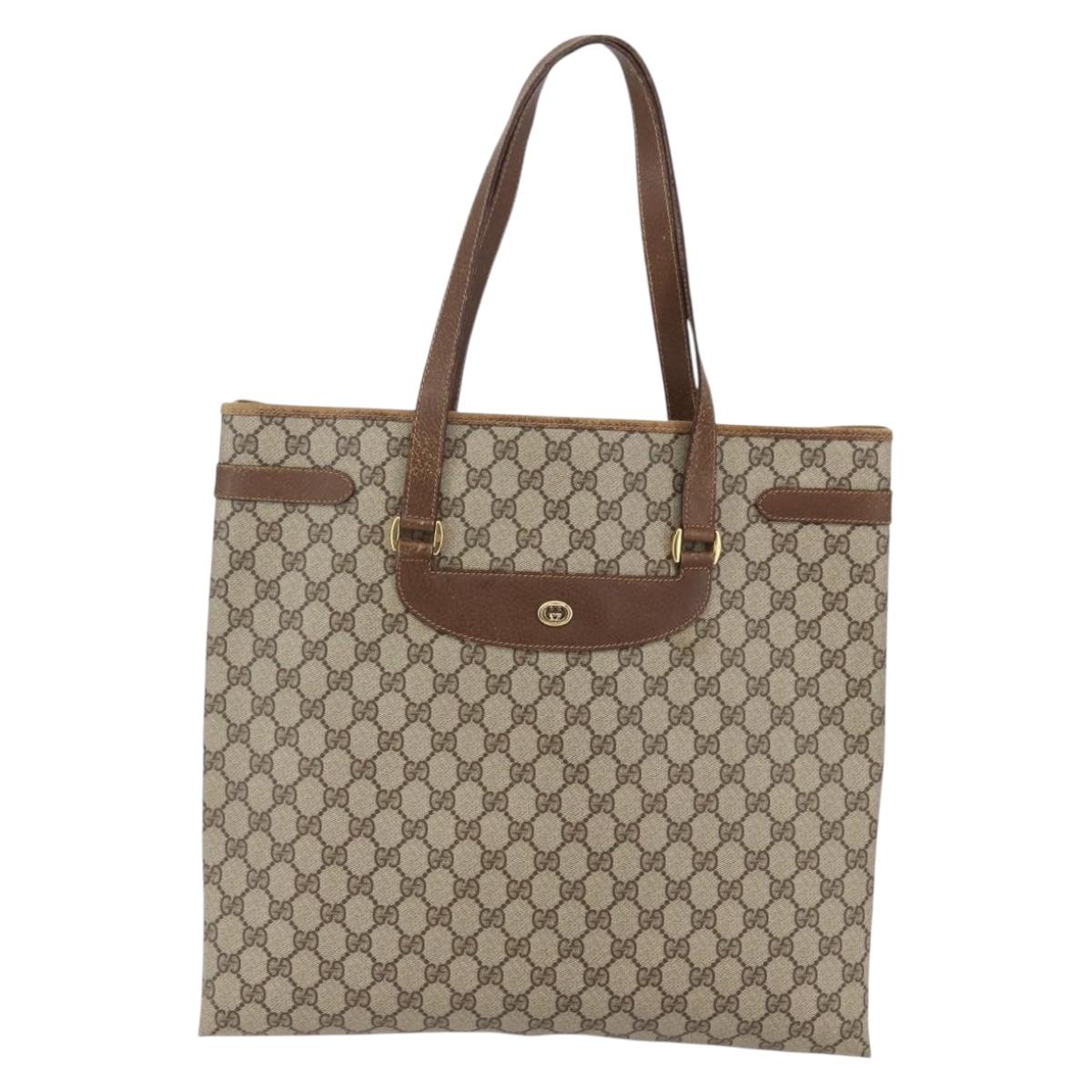 GUCCI GG Supreme Tote Bag PVC Beige Gold 39 02 061 Auth ki6118