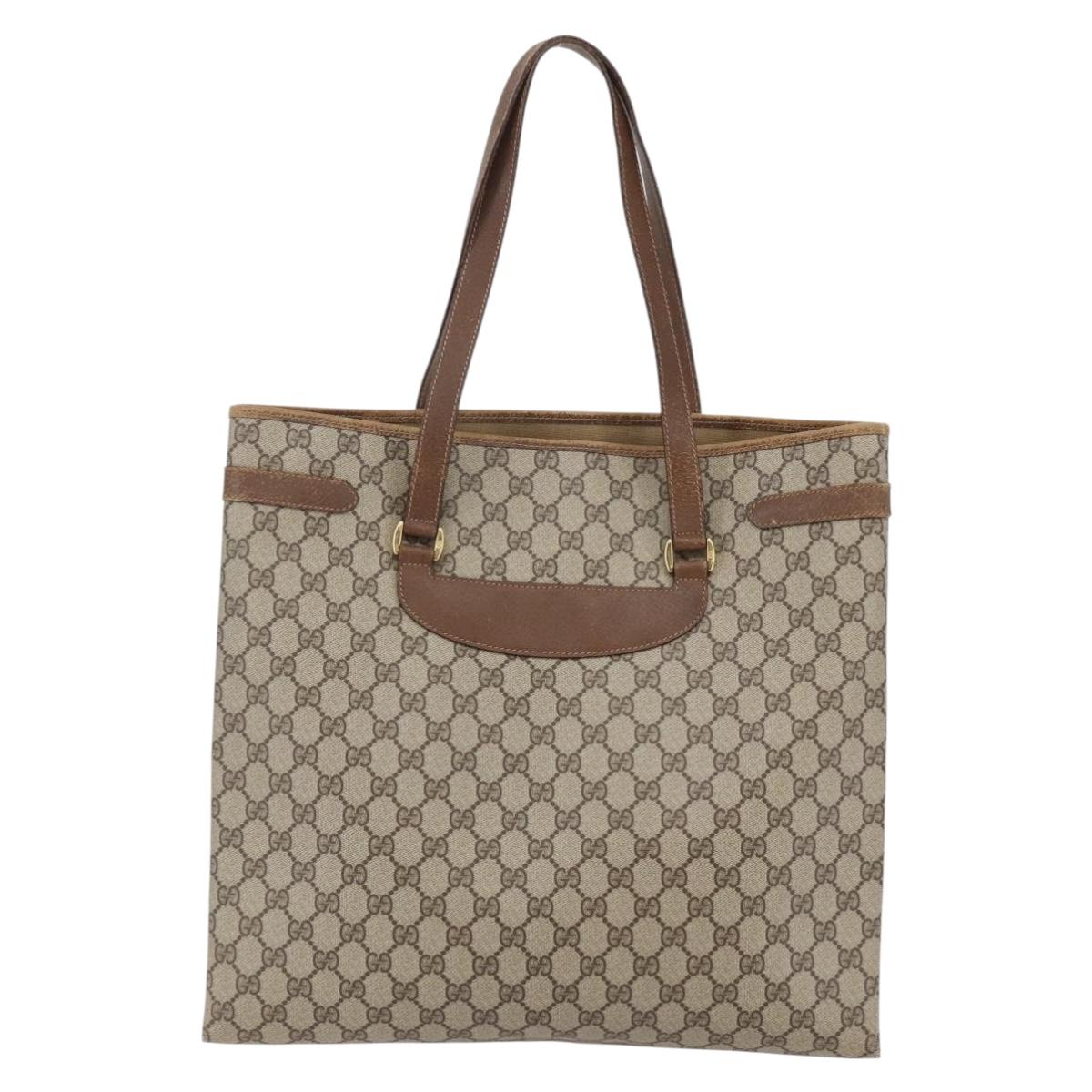 GUCCI GG Supreme Tote Bag PVC Beige Gold 39 02 061 Auth ki6118