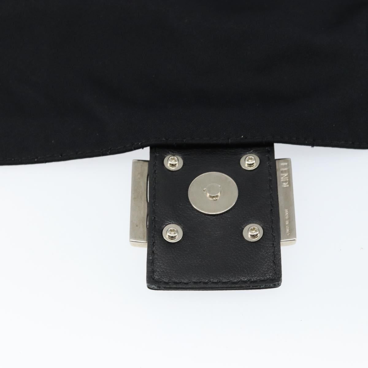 FENDI Mamma Baguette Shoulder Bag Nylon Black Silver Auth ki6120