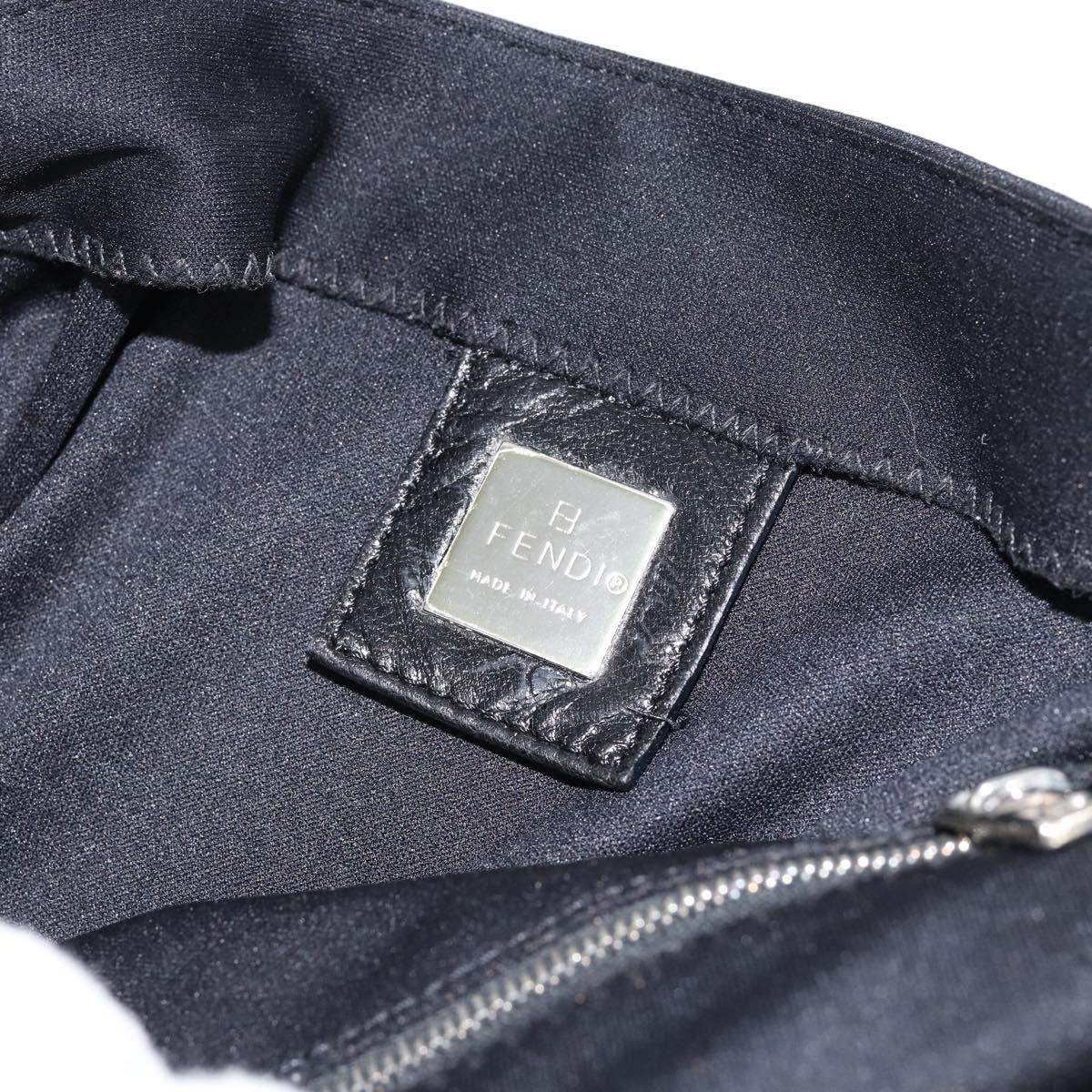 FENDI Mamma Baguette Shoulder Bag Nylon Black Silver Auth ki6120