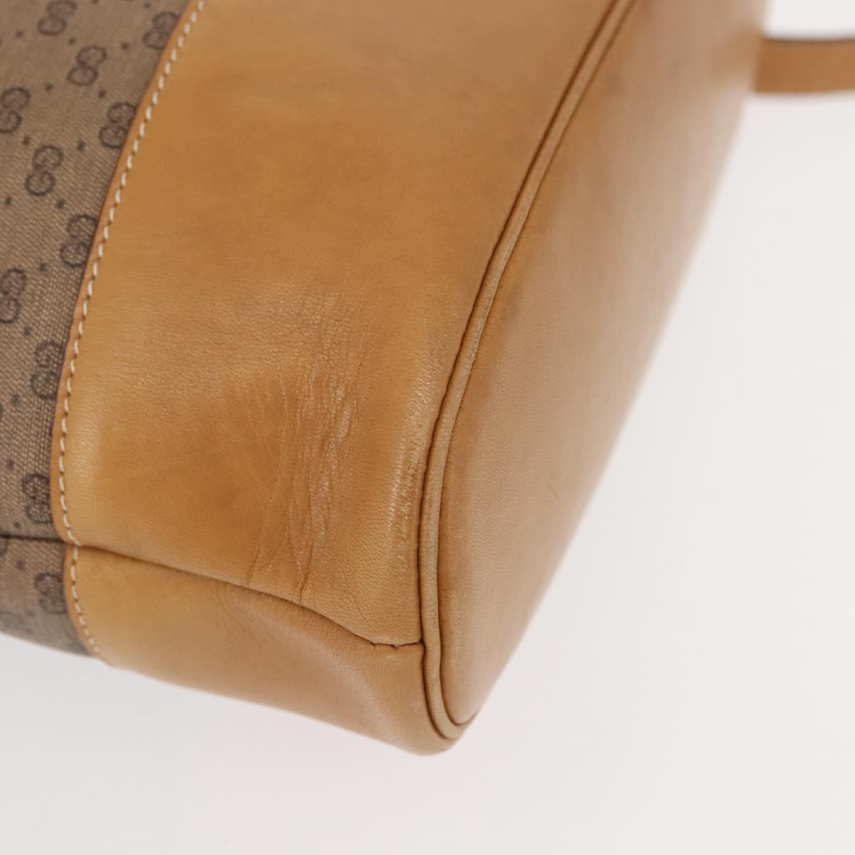 GUCCI Micro GG Supreme Shoulder Bag PVC Beige Gold Auth ki6122