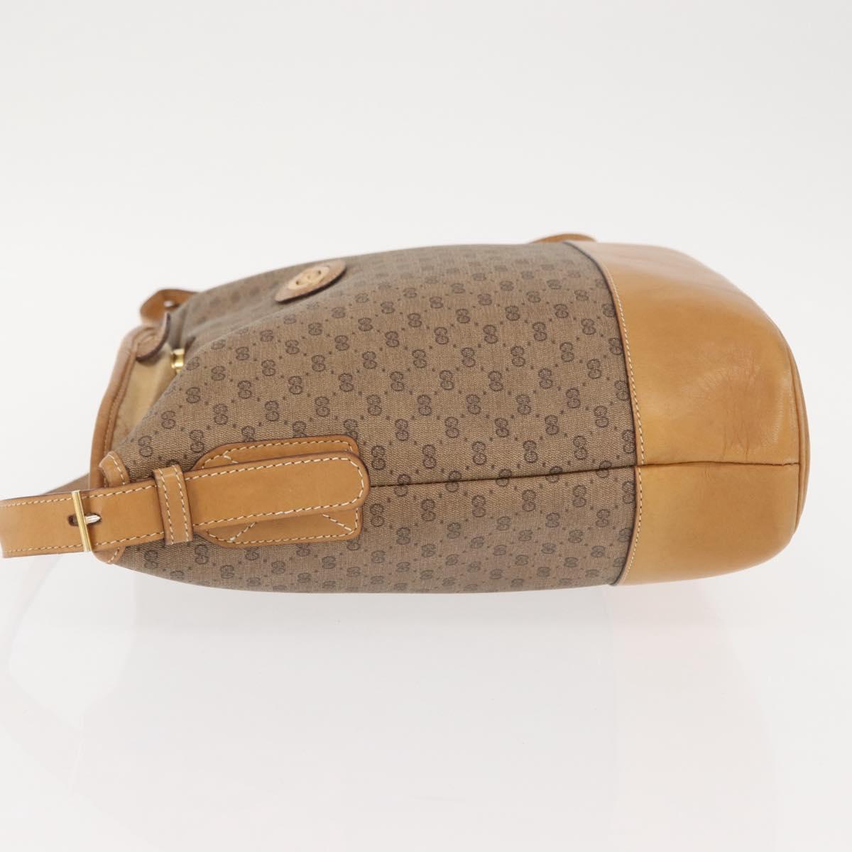 GUCCI Micro GG Supreme Shoulder Bag PVC Beige Gold Auth ki6122