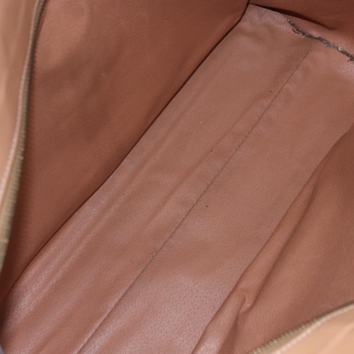 CELINE Macadam Canvas Tote Bag PVC Leather Brown Gold Auth ki6123