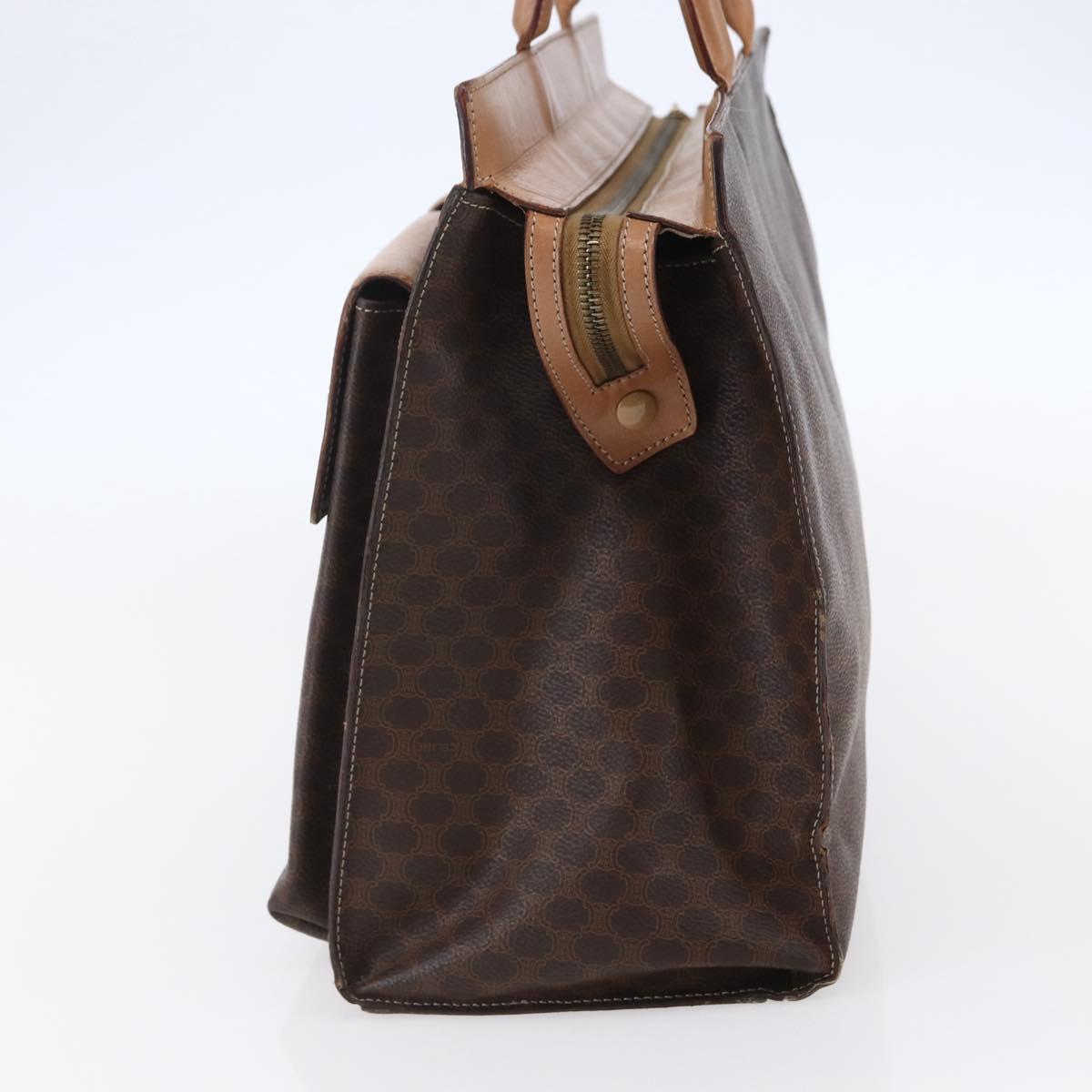 CELINE Macadam Canvas Tote Bag PVC Leather Brown Gold Auth ki6123