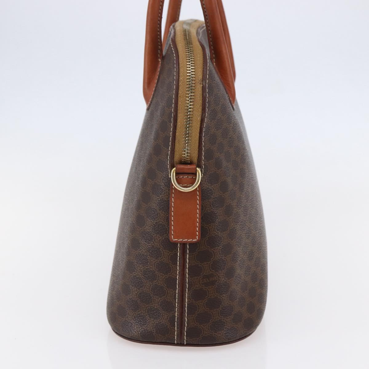 CELINE Macadam Canvas Hand Bag PVC Leather Brown Gold Auth ki6124