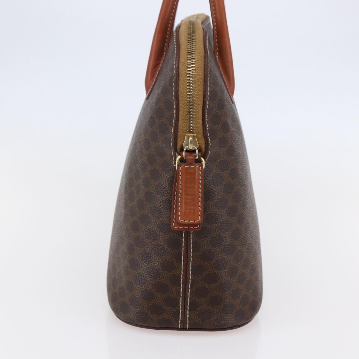 CELINE Macadam Canvas Hand Bag PVC Leather Brown Gold Auth ki6124