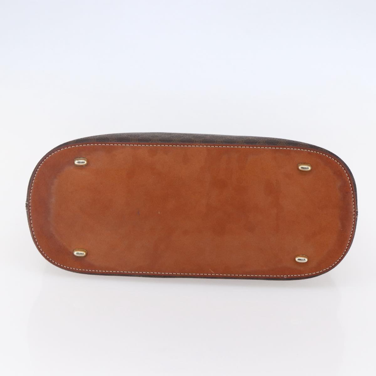 CELINE Macadam Canvas Hand Bag PVC Leather Brown Gold Auth ki6124