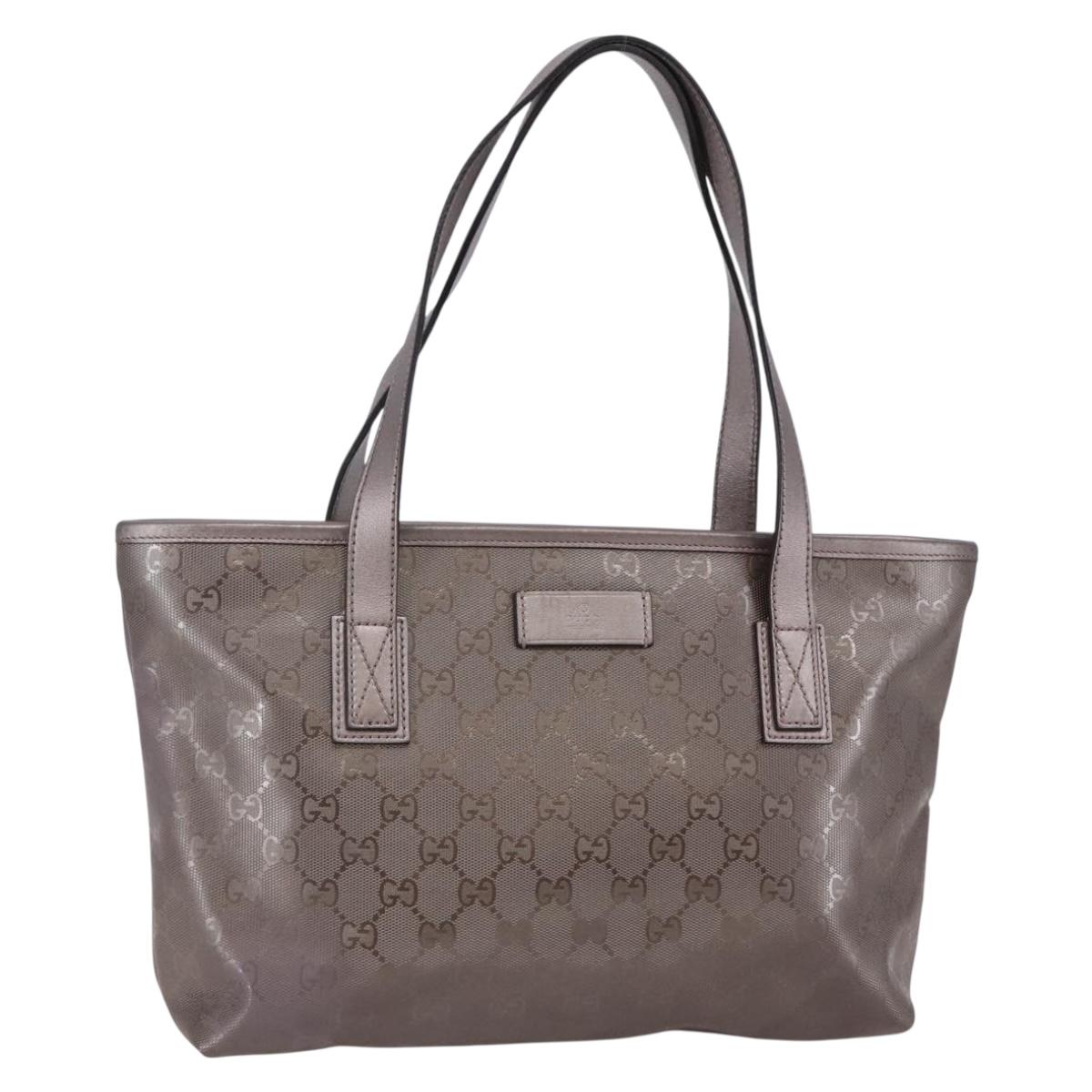GUCCI GG Implementation Tote Bag PVC Silver Pink gray 211138 Auth ki6125