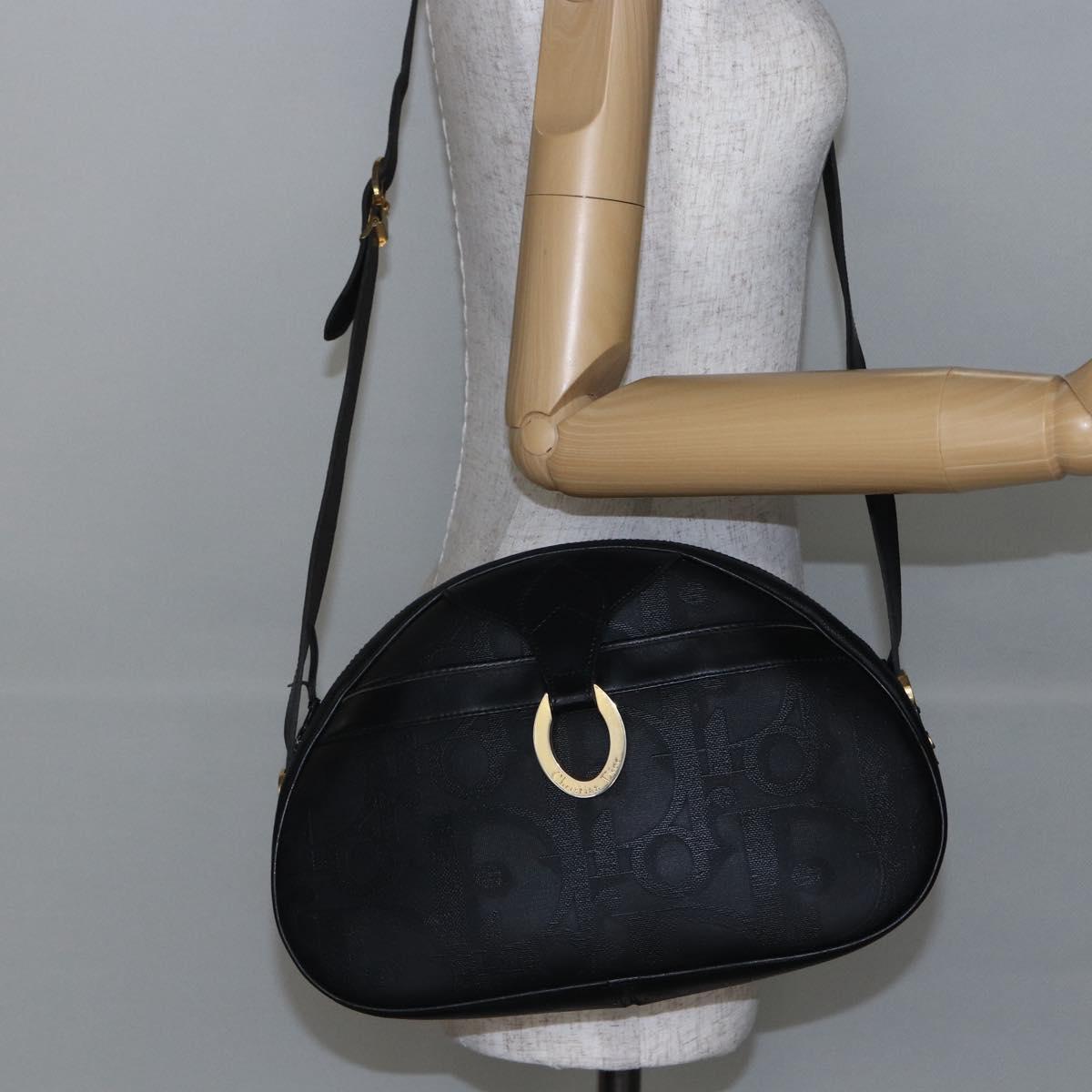 Christian Dior Trotter Canvas Shoulder Bag Black Auth ki6126
