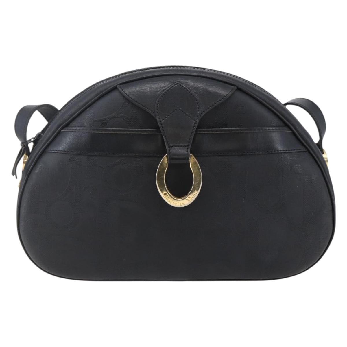 Christian Dior Trotter Canvas Shoulder Bag Black Auth ki6126