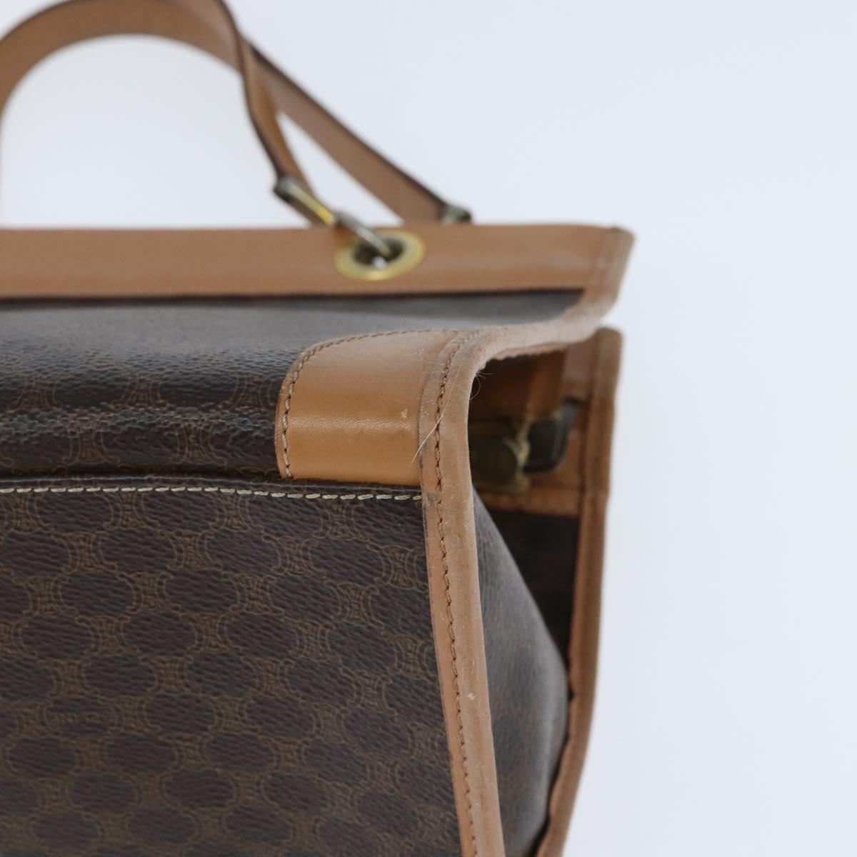 CELINE Macadam Canvas Tote Bag PVC Leather Brown Gold Auth ki6127