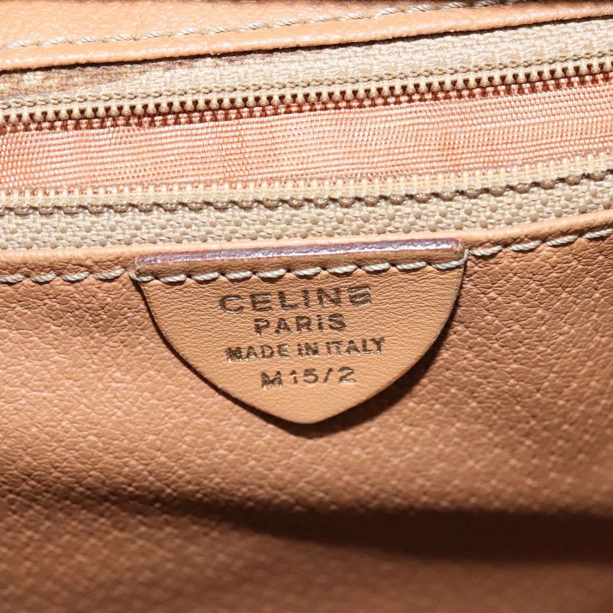 CELINE Macadam Canvas Tote Bag PVC Leather Brown Gold Auth ki6127
