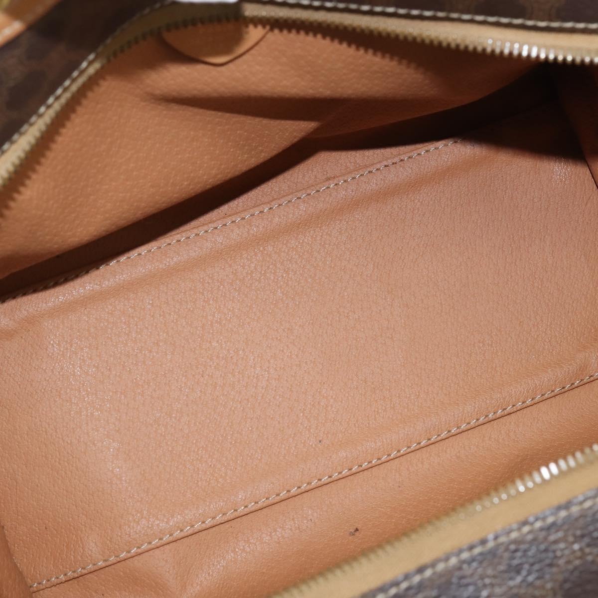 CELINE Macadam Canvas Tote Bag PVC Leather Brown Gold Auth ki6127