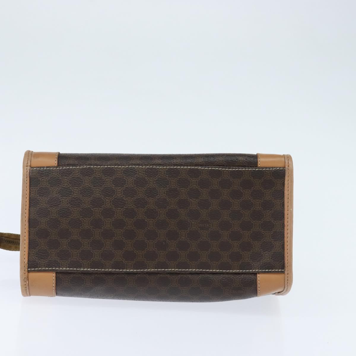 CELINE Macadam Canvas Tote Bag PVC Leather Brown Gold Auth ki6127