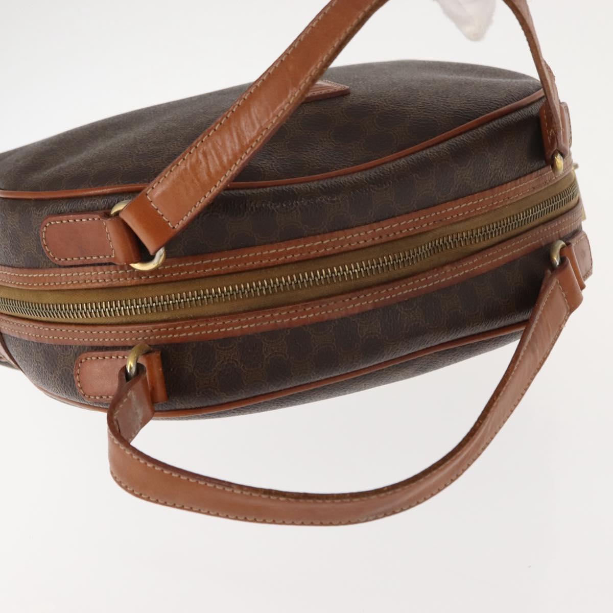 CELINE Macadam Canvas Hand Bag PVC Leather Brown Gold Auth ki6132